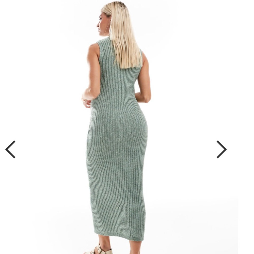 ASOS Sleeveless Ribbed Maxi Dress in Sage Green Super Stretch Size Medium